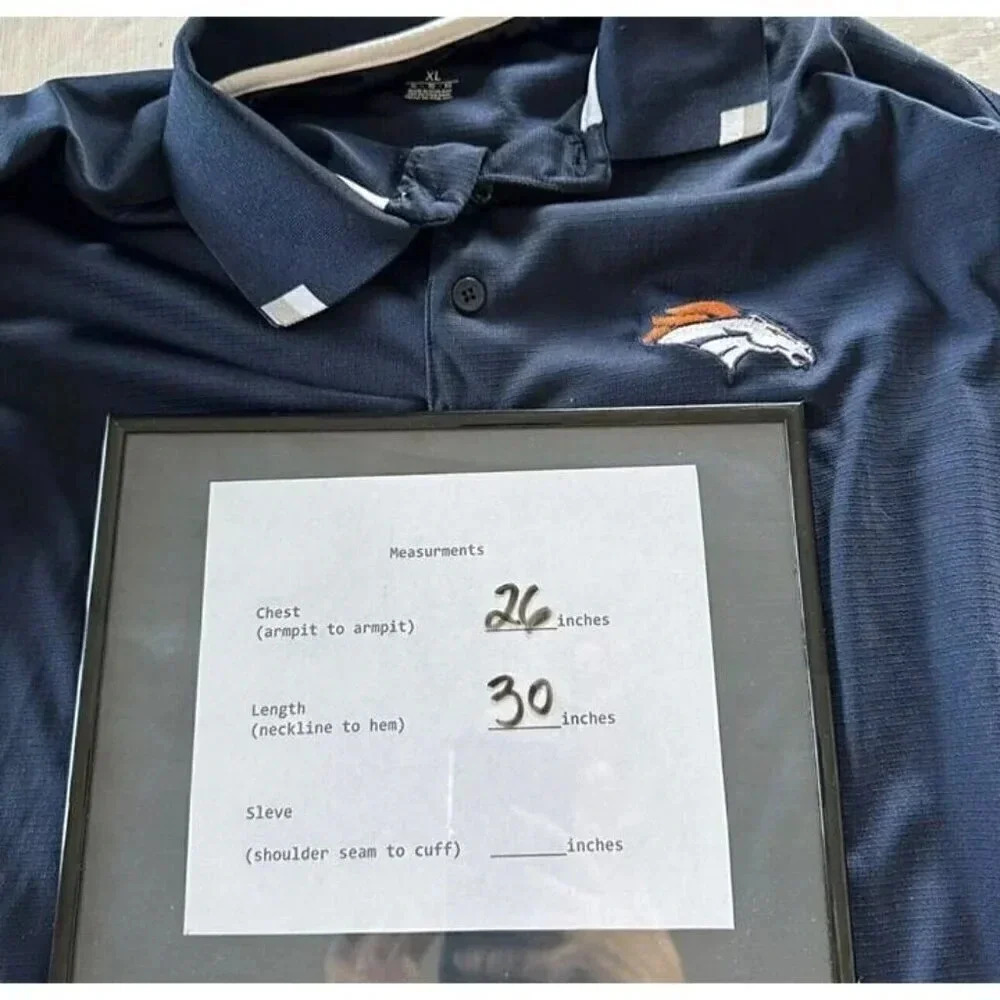 Antigua Denver Broncos Shirt Mens XL Blue NFL Football Team Logo Polyester Polo - Picture 7 of 10